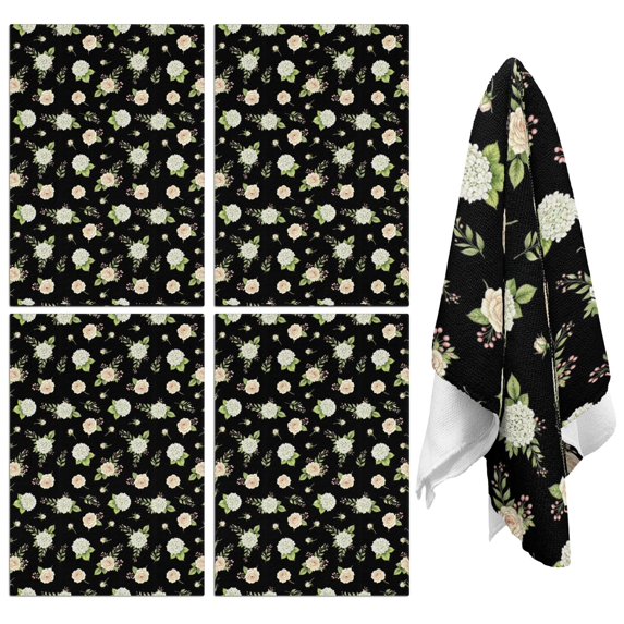 2 Pcs Pioneer Flower Floral Print Pattern Kitchen Towels, Funny Microfiber Dish Towel Set, 18" X 26" Tea Towels
