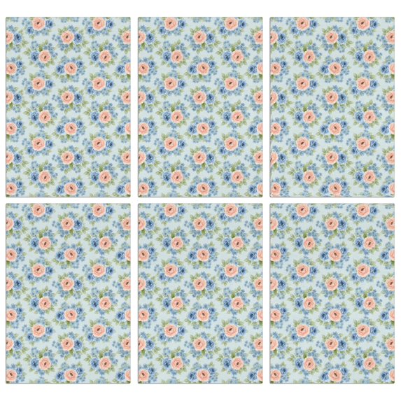 6 Pcs Pioneer Flower Floral Print Pattern Kitchen Towels, Funny Microfiber Dish Towel Set, 18" X 26" Tea Towels