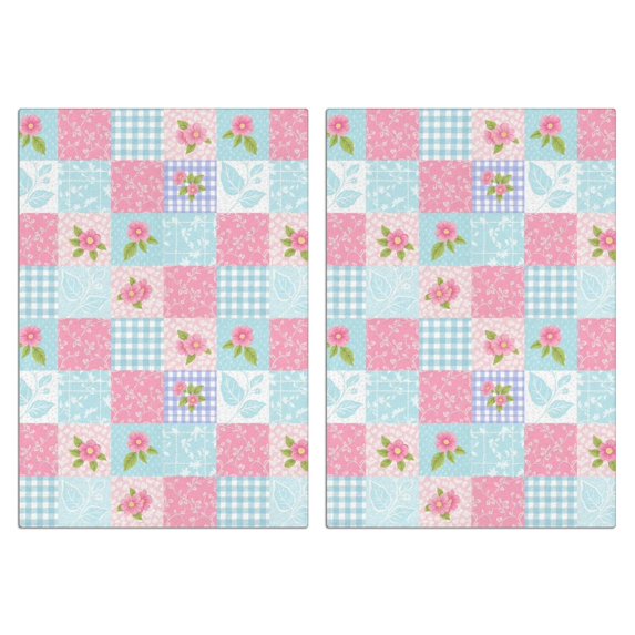 2 Pcs Pioneer Flower Floral Print Pattern Kitchen Towels, Funny Microfiber Dish Towel Set, 18" X 26" Tea Towels
