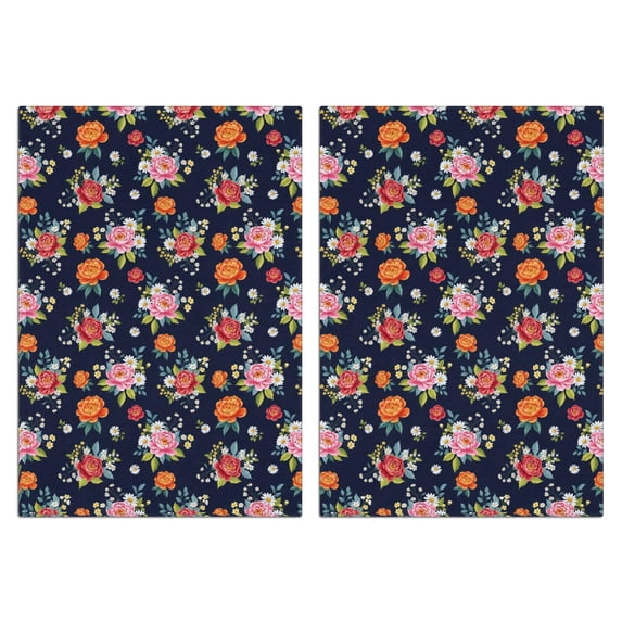 2 Pcs Pioneer Flower Floral Print Pattern Kitchen Towels, Funny Microfiber Dish Towel Set, 18" X 26" Tea Towels