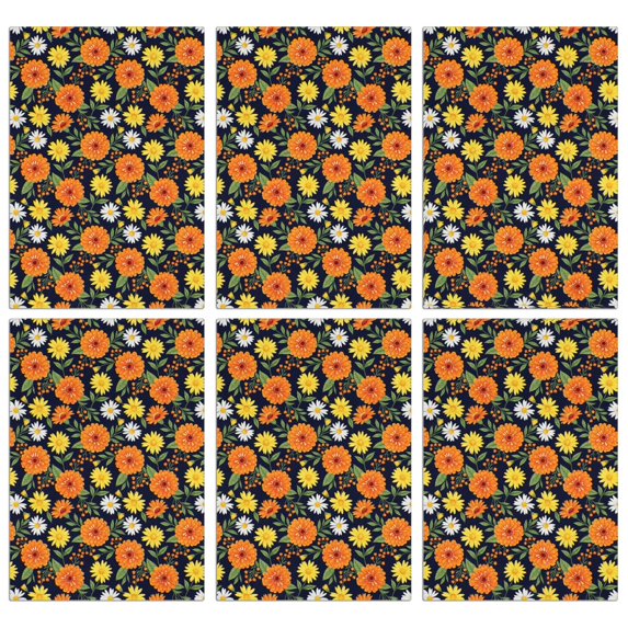 2 Pcs Pioneer Flower Floral Print Pattern Kitchen Towels, Funny Microfiber Dish Towel Set, 18" X 26" Tea Towels