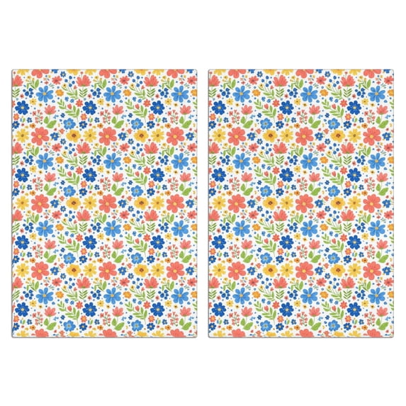 2 Pcs Pioneer Flower Floral Print Pattern Kitchen Towels, Funny Microfiber Dish Towel Set, 18" X 26" Tea Towels