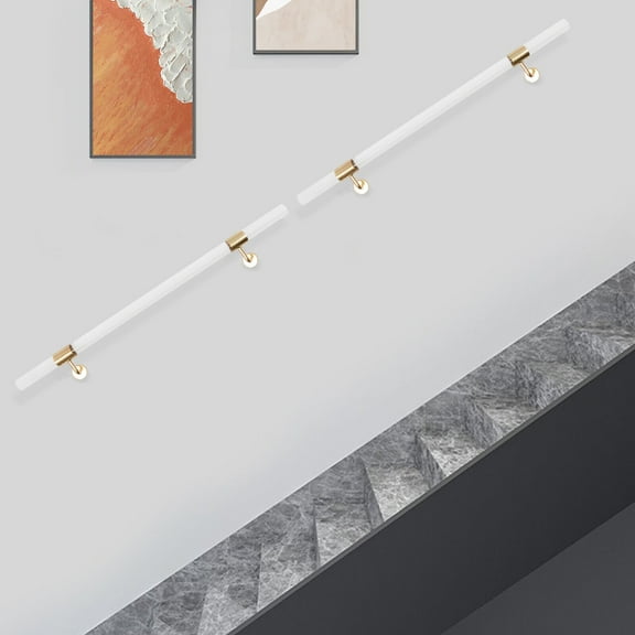 2 Pcs Pipe Stair Handrail Staircase Handrail 3.3 FT Wall Mounted Acrylic Stair Assist Rail Ladder Grab Bar