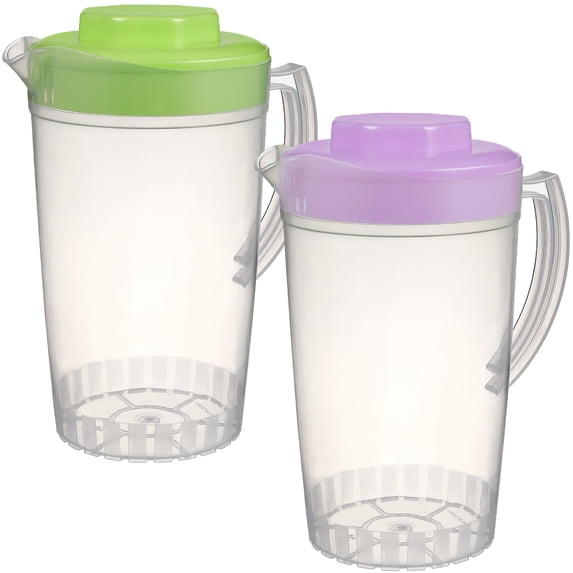 WEAVILUX Set of 2 Green Plastic Pitchers with Lids and Spouts for Home ...