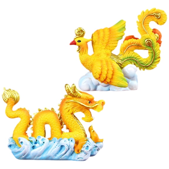 2-Pack Dragon Figurines Mini Cartoon Animal Toys for Cake Decoration, Collectible Statue Set for Kids and Party