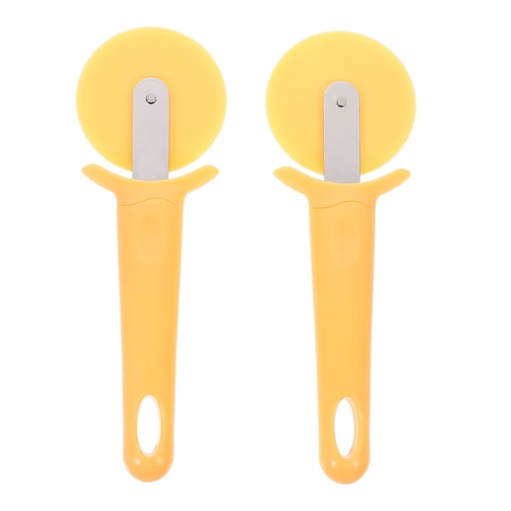 BESTYASH 2Pcs Yellow ABS Pizza Cutter Wheel with Ergonomic Handle for Home Use Practical Kitchen Tool