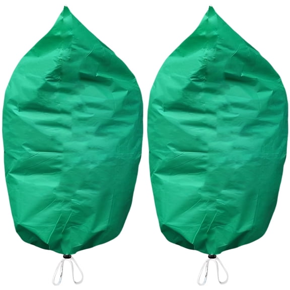 2 Pcs Plant Covers Freeze Protection, 80-100 cm/31.5-39.4 in Winter Tree Covers with Drawstring & Zipper, Frost Blanket for Small Tree, Shrub Plant, Green