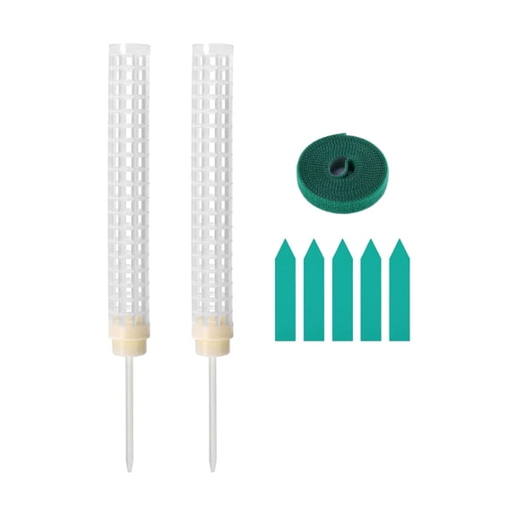 2 Pcs Plant Stakes with Sticky Notes, Growth Support, Stakes, Column, Pole Stakes for Balcony, Climbing Plants in The Courtyard White
