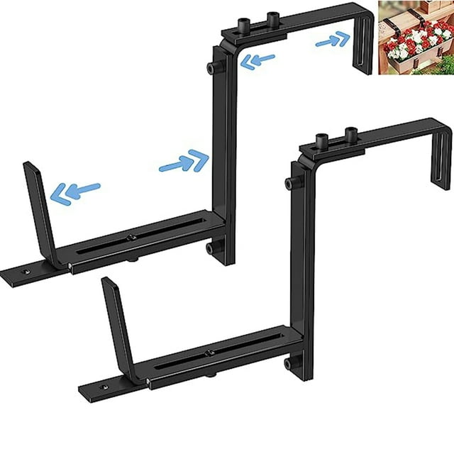 2 Pcs Planter Box Bracket Flower Box Holder Brackets Set Adjustable Window Box Brackets for