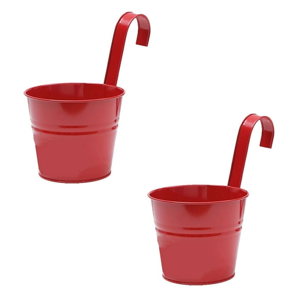 2-Pack Red Hook Flower Pot Hangers for Indoor Plants, Garden Fence Baskets, Clothes Hanging Rack Organizer Set