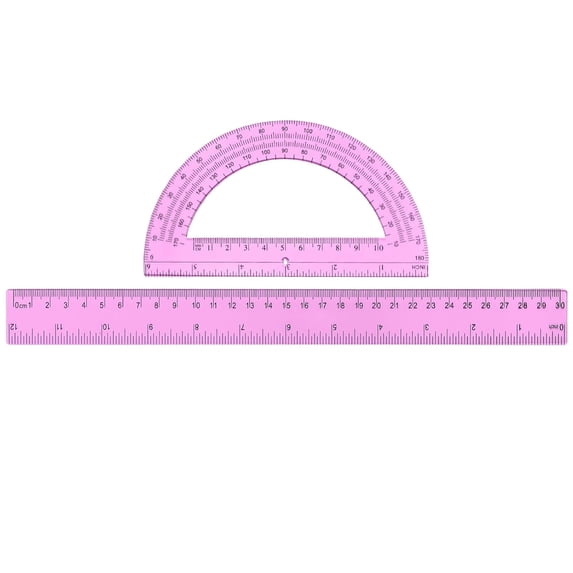 2 Pcs Plastic Clear Ruler Set, Straight Ruler & Protractor, Geometry Measuring Set, Portable Math Drafting Rulers, Drafting Measuring Tools, Math Marking Rulers, Precision Measuring Tool Pack