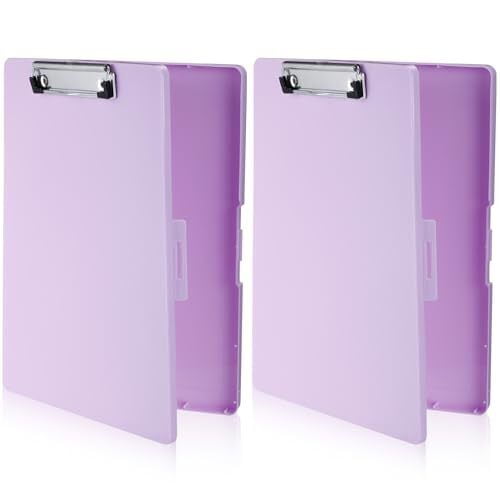 2 Pcs Plastic Clipboard with Storage 12.91 x 9.25 Inch Heavy Duty Clip Boards...