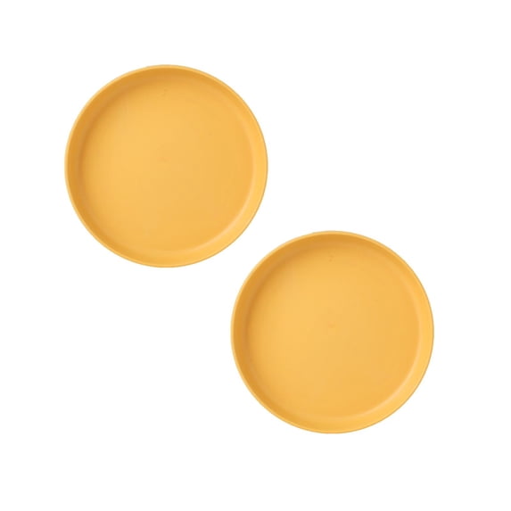 2 Pcs Plastic Dipping Plates Unbreakable Plates Soy Sauce Dish & Bowl Small Dipping Sauce Bowls Mini Appetizer Plates for Side Dishes, Condiment, BBQ and Party Dinner, 5.7x0.9 Inch, Yellow