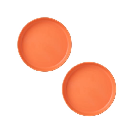 2 Pcs Plastic Dipping Plates Unbreakable Plates Soy Sauce Dish & Bowl Small Dipping Sauce Bowls Mini Appetizer Plates for Side Dishes, Condiment, BBQ and Party Dinner, 5.7x0.9 Inch, Orange