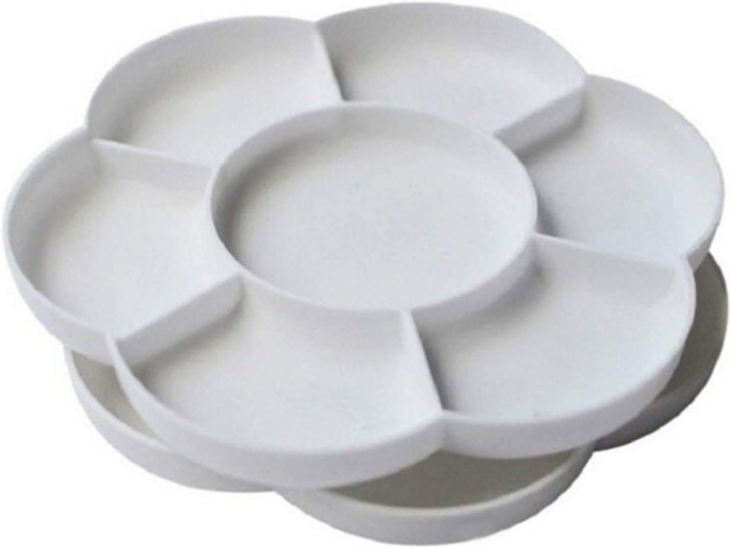 2 Pcs Plastic Paint Palette Tray with 7 Wells, 6 Inch Round Watercolor Painting Tray for Gouache, Oil, Art Supplies