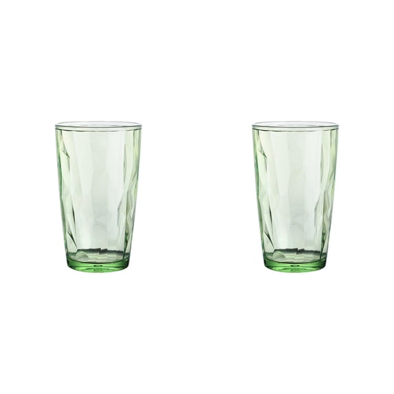 2 Pcs Reusable Tumblers 17oz for Restaurant and Home, Unbreakable Acrylic Drinking Glasses, Stackable Dishwasher Safe Water Cups, Clear Drinkware for Outdoor, Drinkware, Green