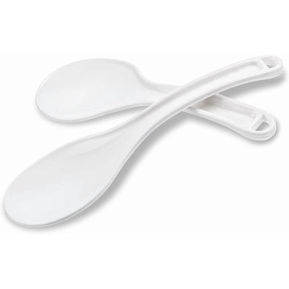2 Pcs Plastic Rice Paddle, Hanging Non-Stick Rice Spoon White Rice Scooper Heat Resistant Rice Cooker Spatula