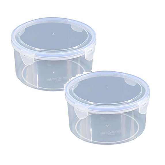 2 Pcs Plastic Round Bowls with Lid, Airtight Food Storage Container Small Meal Prep Containers, Bento Box Round Food Container for Lunch Meal Soup To Go