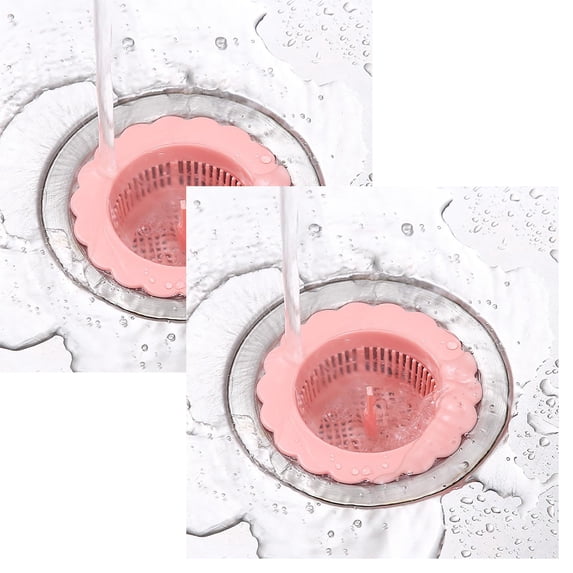 2 Pcs Plastic Sink Strainer, Flexible Kitchen Sink Drainers, Easy Clean Sink Drain Filter Basket, Kitchen Sink Basket Strainer, Traps Food Debris and Prevents Clogs, 1.97x1.18 Inch, Pink