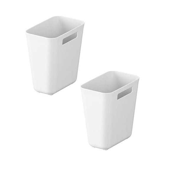 2 Pcs Plastic Small Trash Cans Wastebaskets, Garbage Container Baskets, White Compact Sturdy Garbage Cans, Slim Trash Cans for Bathrooms Laundry Room Kitchens Rooms Dorms, 5.9"x5.51"x3.54", White