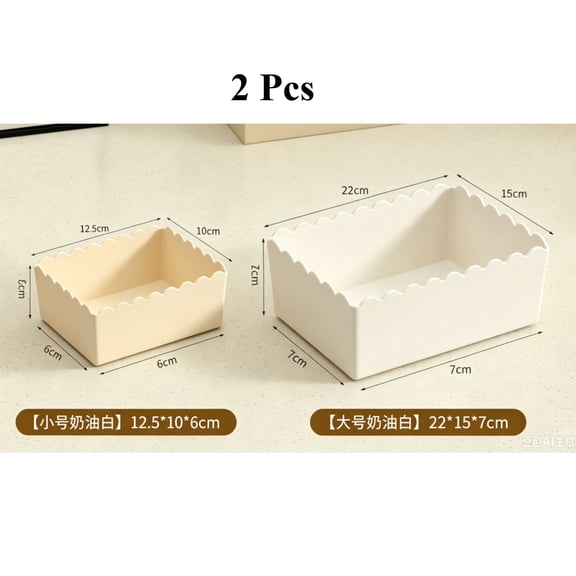 2 Pcs Plastic Storage Bins Organizer Boxes for Cosmetics, Snacks, Kitchen Supplies, Desktop & Dorm Room Clutter – Multipurpose Stackable Container Baskets