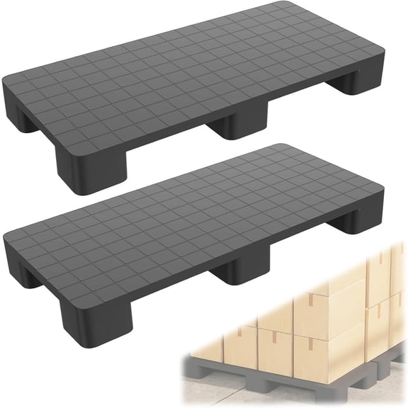 2 Pcs Plastic Storage Pallets, Stackable Lightweight Floor Pallets, 2000Lbs Capacity, Warehouse Stacking Pallets for Logistics and Warehousing, 40"L x 20"W x 5.5"H, Black