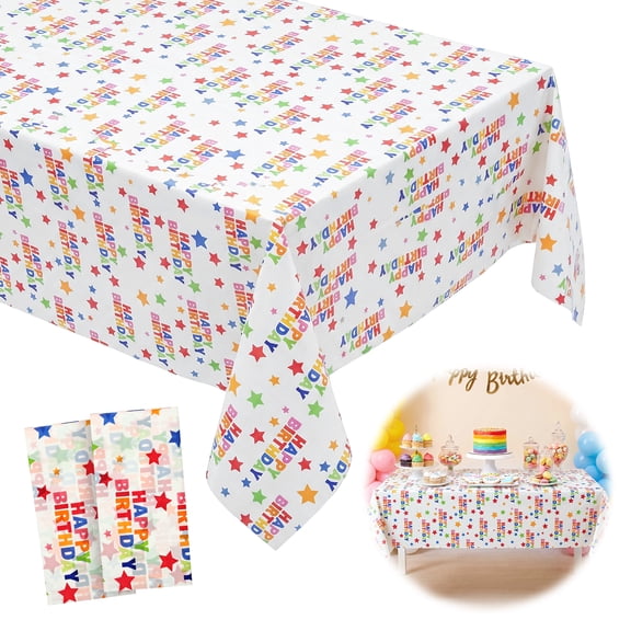 2 Pcs Plastic Table Cloth Disposable Tablecloth Waterproof Oil Resistant Party Table Cover for Holiday Gathering Outdoor Picnic Daily Event Use 54108 inch (Star Design)