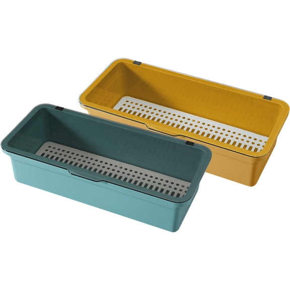 CRILSTYLEO 2Pcs Multi Function Cutlery Box Assorted Color Plastic Utensil Storage for Home