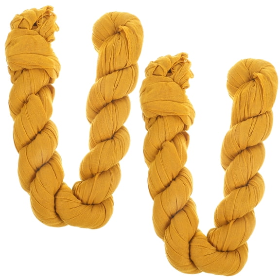 2 Pcs Yellow Pleated Table Runners for Weddings and Events, Elegant Table Decor for Dining and Party Settings