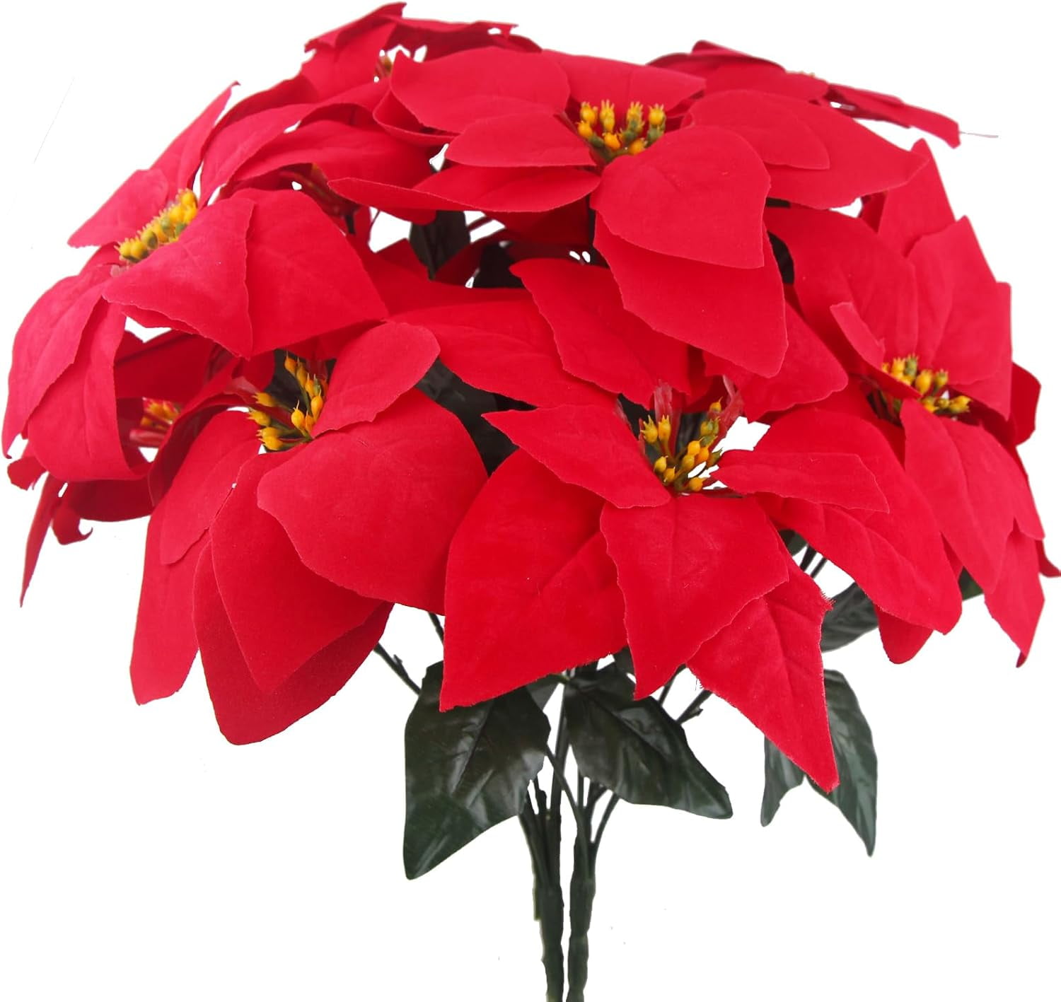 2 Pcs Poinsettias Artificial Christmas Flowers Red Poinsettia Bushes ...