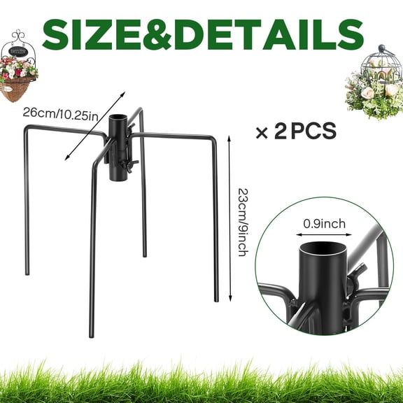 2 Pcs Pole Stabilizer Stand Base for Outdoor Bird Feeder Support 9 Inch 1/2 3/4 Inch Compatible