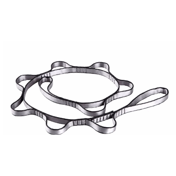 2 Pcs Polyester Daisy Chain Straps, 43.3 in / 110 cm Aerial Silk Extender Strap Rope with 9 Loops, Anti-Gravity Yoga Extend Belts for Stretching, Gray