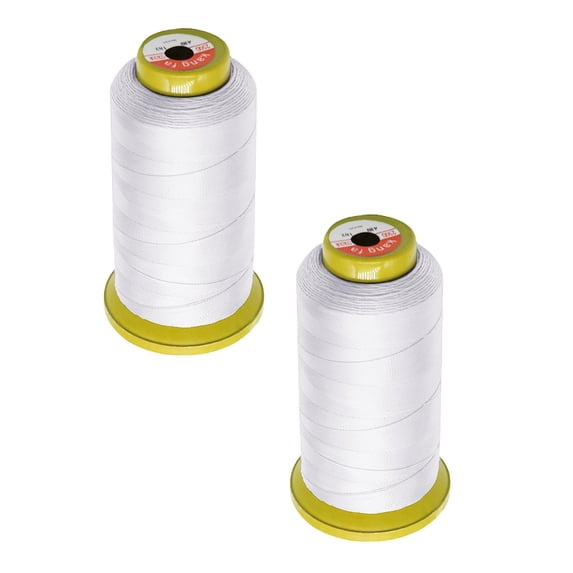 2 Pcs Polyester Thread Heavy Duty Thread UV Resistant High Strength Polyester Thread Durable Sewing Thread for Sewing Crafts Upholstery Outdoor Market Drapery Beading Purses Leather, White
