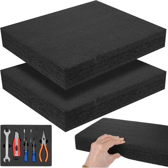 2 Pcs Polyurethane Foam Sheet - 12 x 10 x 3.12 Inch, Customizable Polyethylene Foam Packing Inserts for Cases, Pick and Pluck Shadow Packing Foam-Sheets for Packaging and Crafts