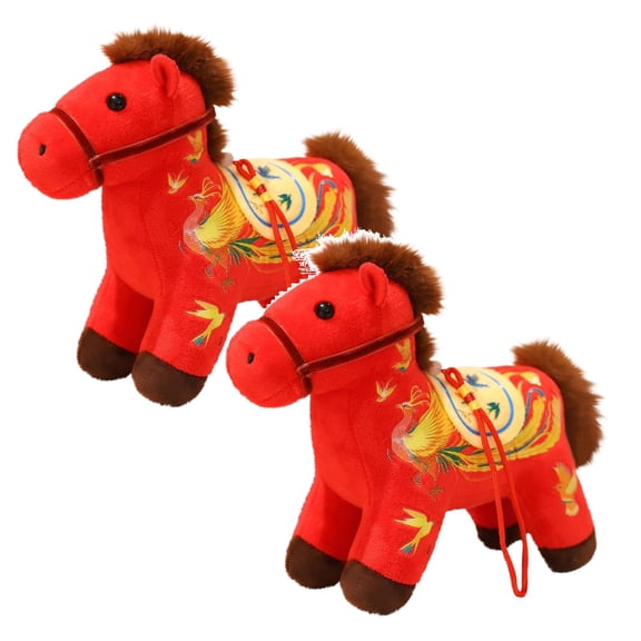 2 Pcs!! Pony Figurine - Festive New Year Decoration Symbolizing Good Luck and Prosperity, Ideal for Display on Home Desktops and Sofas, Perfect As A New Year Gift for Family and Friends, Red