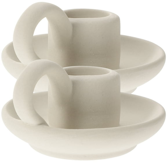 2 Pcs Porcelain Candle Holder Ornament Holders for Candlesticks Ceramic Tealight Modern Tall Taper