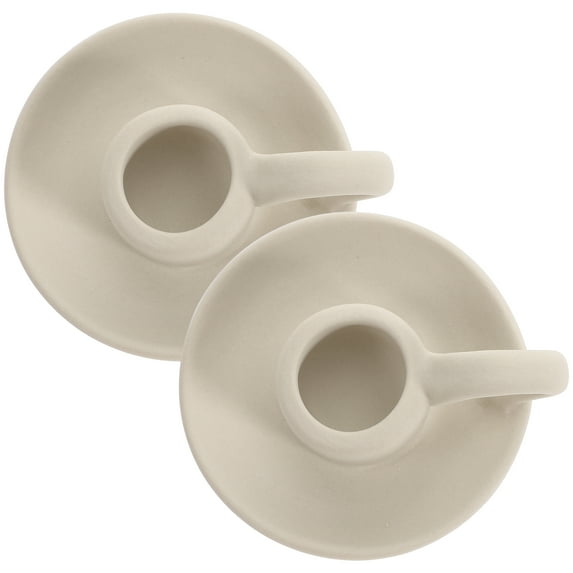 HEALEEP Minimalist Design Ceramic Candle Holders White 2Pcs 3.34X2.95X1.77in