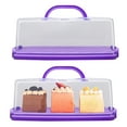 thumbnail image 1 of 2 Pcs Portable Bread Box with Handle Loaf Cake Container Plastic Rectangular Food Storage Keeper Carrier 13-inch Translucent Dome for Pastries, Bagels, Bread Rolls, Buns or Baguettes (Purple), 1 of 5