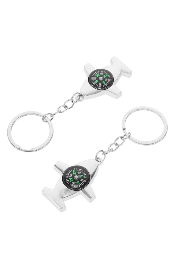 2 Pcs Portable Compass Compass Keychain 10.50X3.50X0.80CM