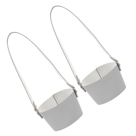 BEADCEST 2-Pack Portable Grey Water Bottle Sling Bags with PU Handle for Convenient Outdoor Carry