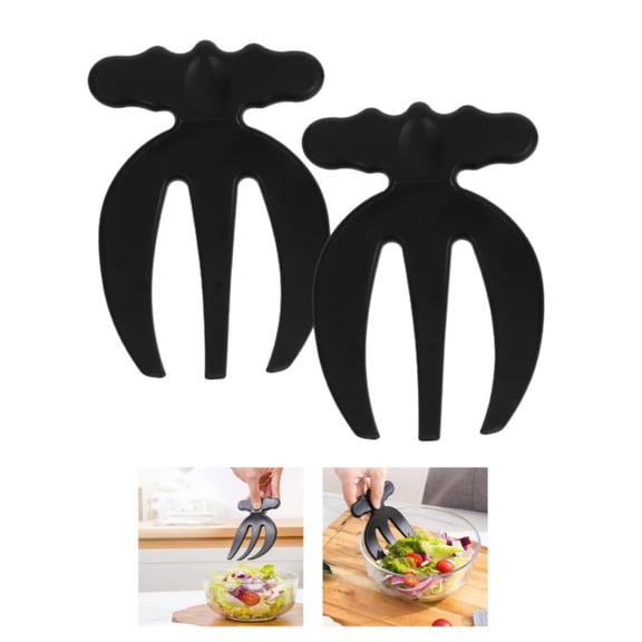 2 Pcs Portable Plastic Salad Servers Claws Kitchen Vegetable Fruit, For Mixing Serving and Tossing Salad Pasta Vegetables Lightweight Kitchen Utensils for Easy(Black)