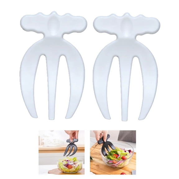 2 Pcs Portable Plastic Salad Servers Claws Kitchen Vegetable Fruit, For Mixing Serving and Tossing Salad Pasta Vegetables Lightweight Kitchen Utensils for Easy(White)