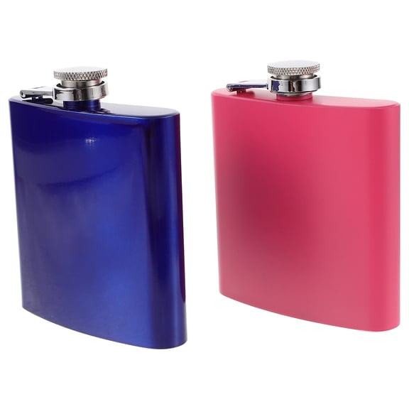 NUOLUX Stainless Steel Pocket Flask Pink Portable for Boating 2Pcs