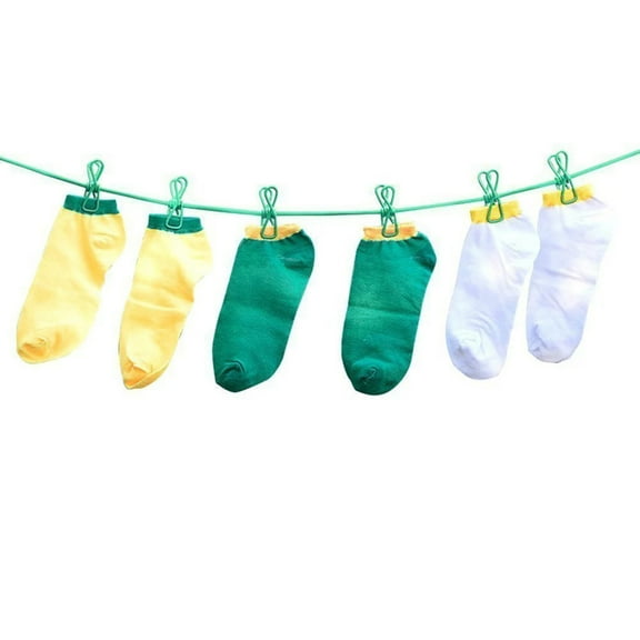 Portable Windproof Stretchable Clothesline with Clips Ideal for Travel Camping Indoors Outdoors