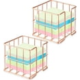 thumbnail image 1 of 2-Piece Sticky Note Holder- 3.8x3.8 Inches Cute Memo Cube Dispenser, Mesh Desk Organizer for Notepads, Pens, and Pencils, Ideal Home or Office Supplies(Rose Gold), 1 of 5