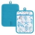 thumbnail image 1 of 2 Pcs Pot Holders with Pocket Cotton Pot Holder Oven Mitts for Kitchen Baking Cooking,A Charming Pattern Of Blue Sea Turtles, 1 of 5