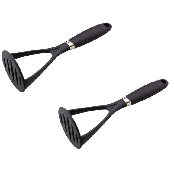 2 Pcs Potato Masher Bean Masher Potato Masher, Durable Non-break Handle, Rust-proof Heavy Duty Food Masher Comfortable Wrapped Handle Masher for Bean Potato, 9.8"x3.14", Black