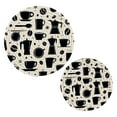 thumbnail image 1 of 2 Pcs Potholders Set Trivets Pads Coffee Beans and Cups Silhouettes Cotton Heat Resistant Round Hot Mats for Kitchen Countertop Table Home Decor, 1 of 7