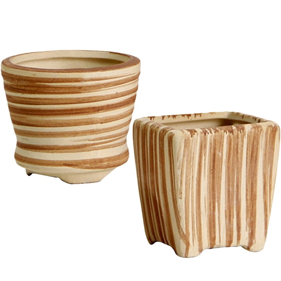 2 Pcs Pots for Plants Ceramic Flower Asian Planter Cactus Office