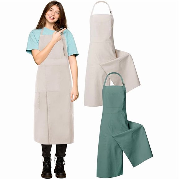 2 Pcs Pottery Aprons Split Leg Adjustable Ceramics Apron with 3 Pockets Pottery Supplies for Adults Ceramic Lovers(Apricot color+green)